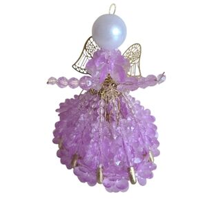 vintage handmade beaded angel christmas tree ornament